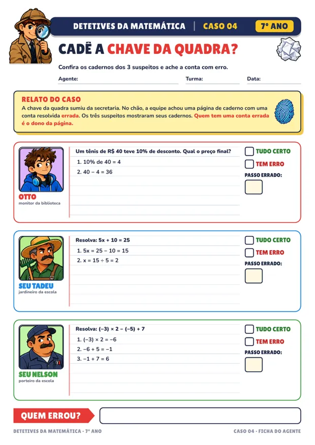 Detetives da Matemática · Página de exemplo 6